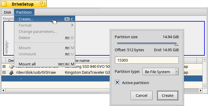 Create a BFS partition