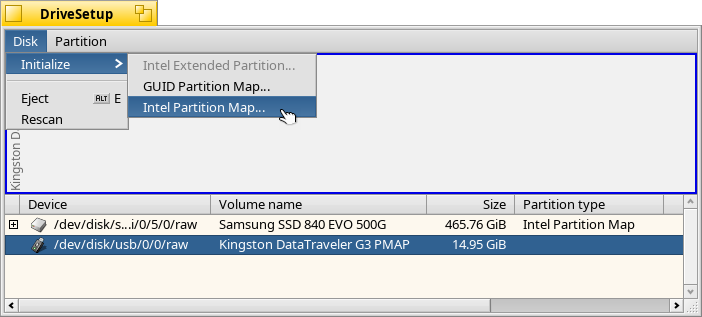 Create an Intel partition map