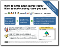Haiku GSoC 2009 flier Haiku GSoC 2009 flier