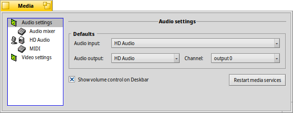 Audio settings