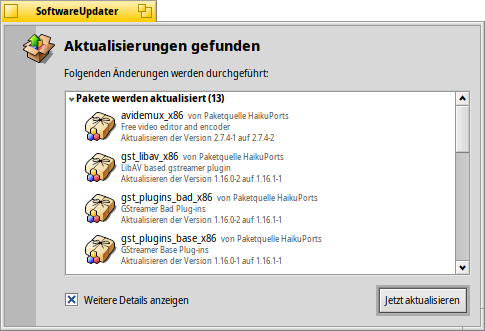 SoftwareUpdater's main window