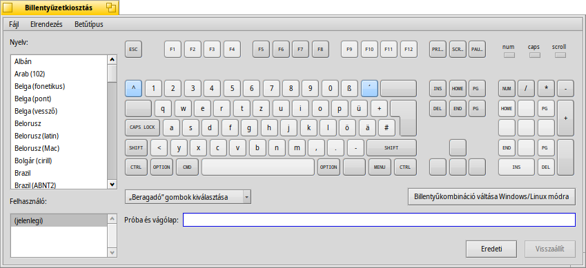 magyar billentyűzet beállítása