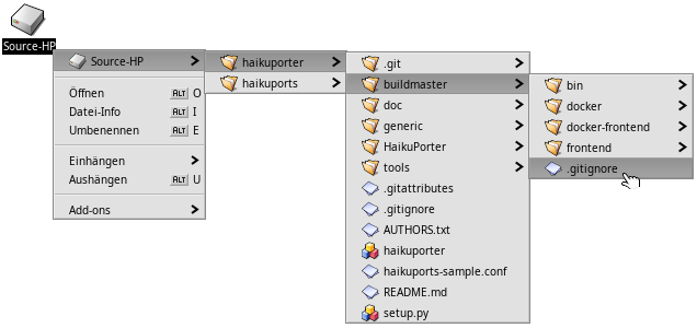 Drilling down folder hierarchies