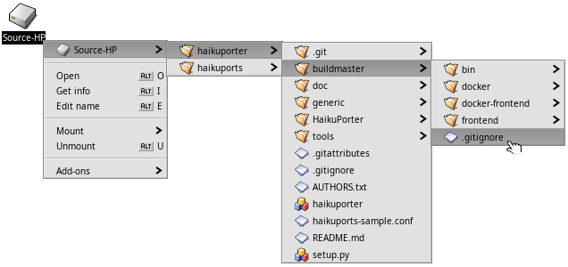 Drilling down folder hierarchies
