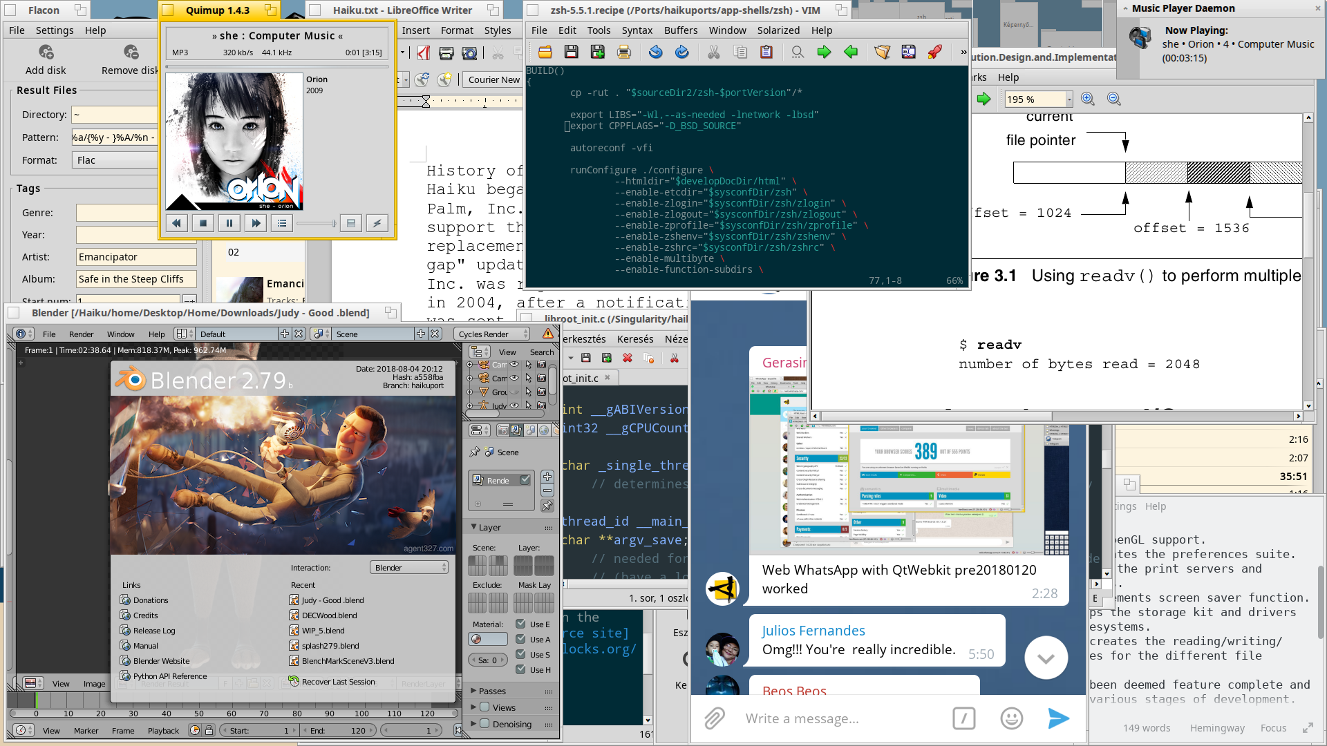 A variety of ported software running on Haiku
