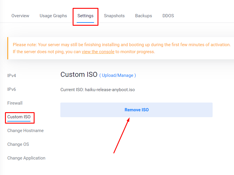 Vultr Remove ISO