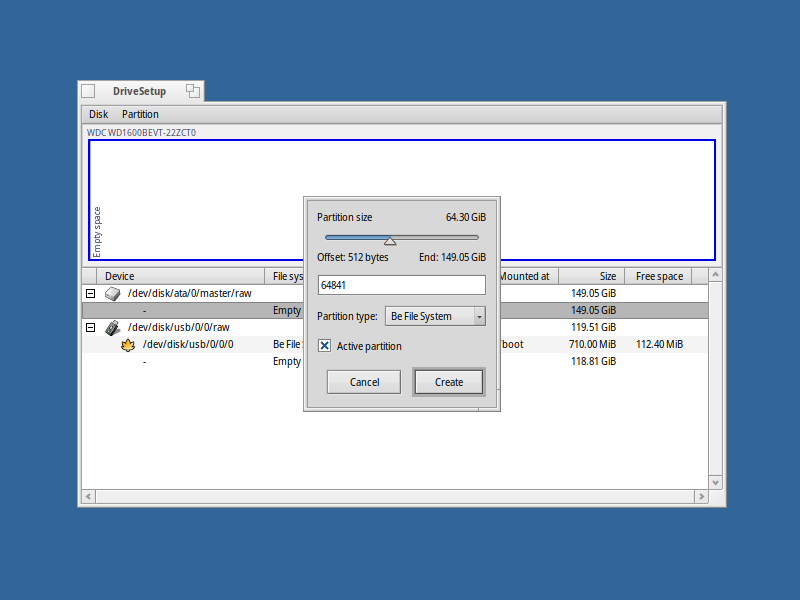 Options for the partition