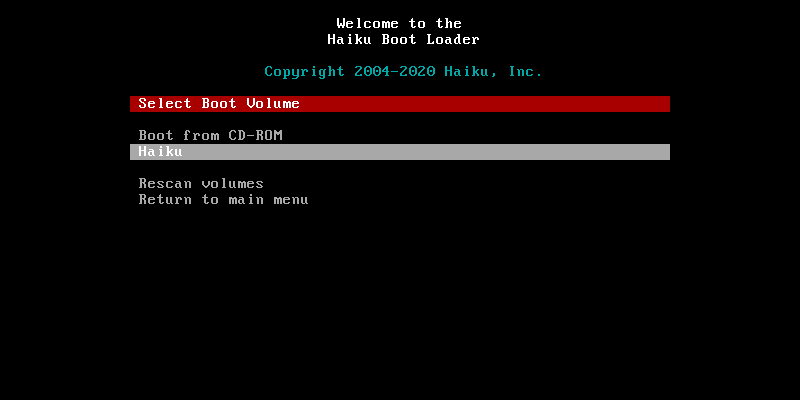 Select the boot volume from the list