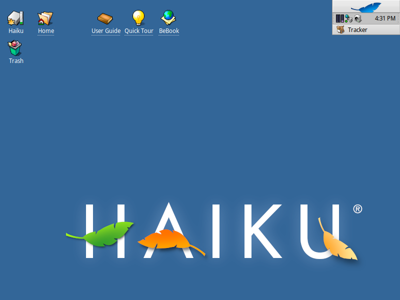 The fully booted Haiku system