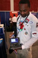 Bryan posing with his little device running Haiku. Bryan posing with his little device running Haiku.